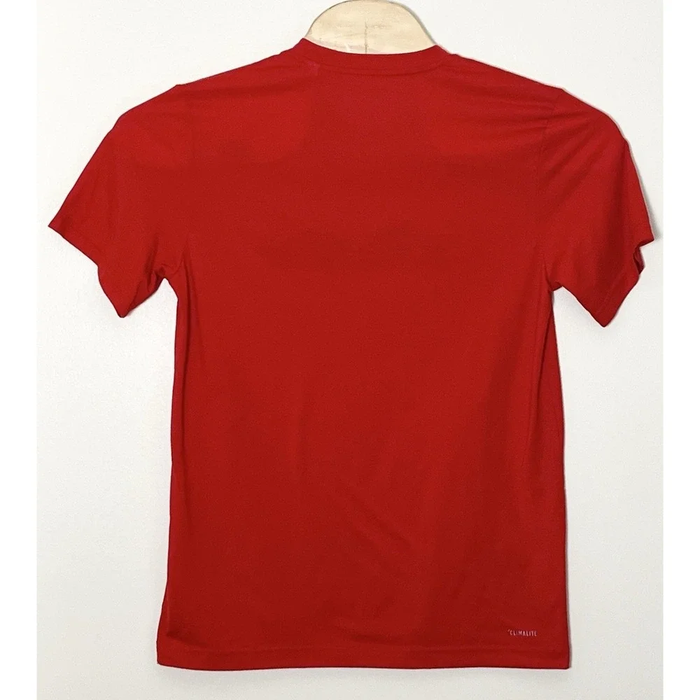 Adidas‎ T-Shirt Men's Medium Red Spellout Gym BroCore Climalite